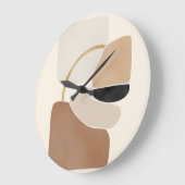 Neutral Abstract Shapes | Minimal Modern Fine Art ラージ壁時計 (傾斜)
