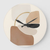 Neutral Abstract Shapes | Minimal Modern Fine Art ラージ壁時計 (正面)