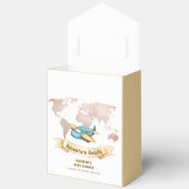 Neutral Adventure World Map Airplane Baby Shower フェイバーボックス (見開き)