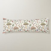 Neutral Aesthetic Mushroom Fungi Seamless Pattern ボディピロー (正面)