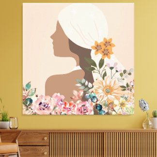 Neutral Aesthetic Woman Botanical  キャンバスプリント