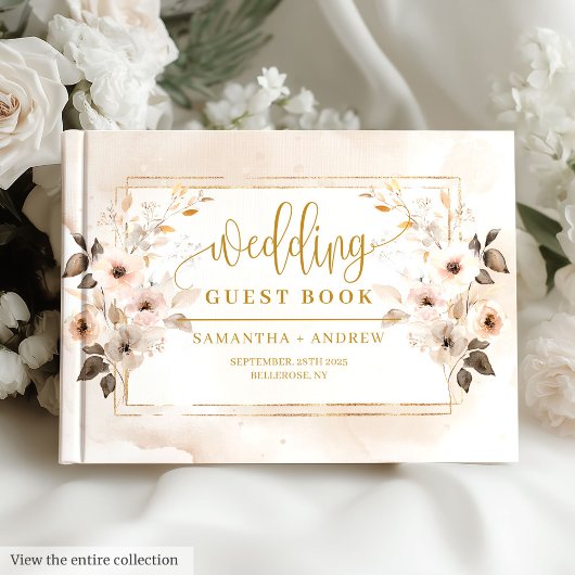 Neutral and Gold Boho Autumn Wedding Guest Book ゲストブック
