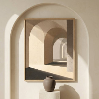 Neutral Arch Wall Art for Living Room Decor ポスター
