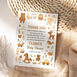 Neutral Baby Boy Shower | Cute Safari Animal サンキューカード
