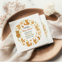 Neutral Baby Boy Shower | Cute Safari Animal スタンダードカクテルナプキン