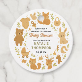 Neutral Baby Boy Shower | Cute Safari Animal フェイバータグ