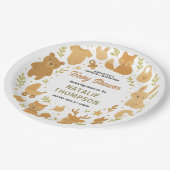 Neutral Baby Boy Shower | Cute Safari Animal ペーパープレート (アングル)