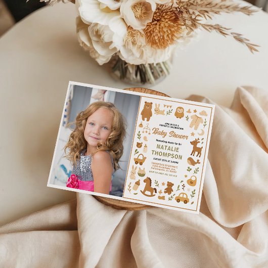 Neutral Baby Boy Shower | Cute Safari Animal 招待状