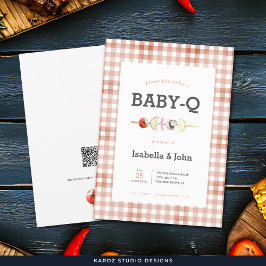 Neutral Baby Q Barbecue Baby Shower Invitation 招待状