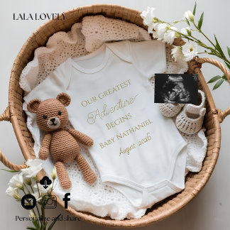 Neutral Baby Reveal Pregnancy announcement card 案内状