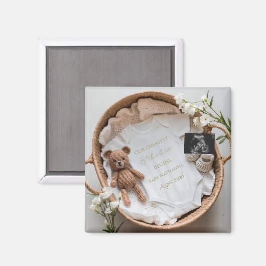 Neutral Baby Reveal Pregnancy announcement gift マグネット (正面/裏面)