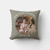 Neutral Baby’s 1st Christmas Train Keepsake Photo クッション (正面)