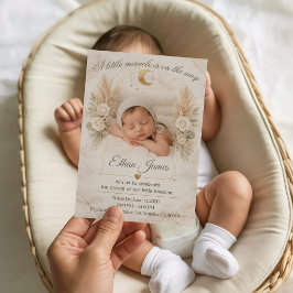 Neutral Baby Shower Boho Floral Moon Baby Sprinkle 招待状
