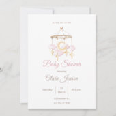 Neutral Baby Shower Invitation Moon and Stars 招待状 (正面)