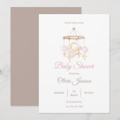 Neutral Baby Shower Invitation Moon and Stars 招待状 (正面/裏面)