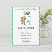 Neutral Baby Shower Invitation Teddy Bear Green Ba 招待状 (スタンド正面)