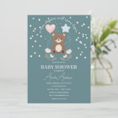 Neutral Baby Shower Invitation Teddy Bear Stars Ba 招待状 (スタンド正面)