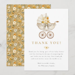 Neutral Baby Shower Thank You Card | Ivory & Gold  サンキューカード