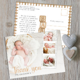 Neutral Baby Shower Thank You Photo Postcard ポストカード