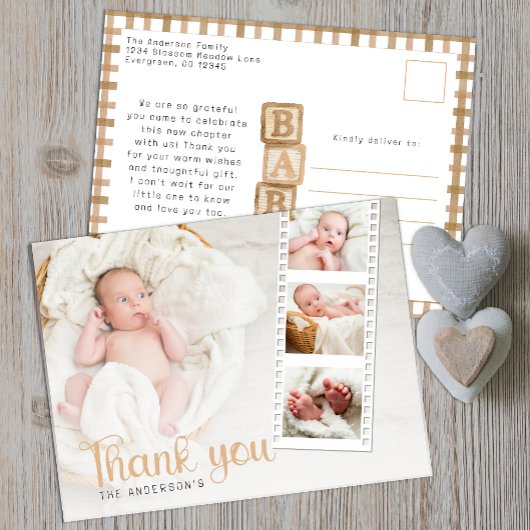 Neutral Baby Shower Thank You Photo Postcard ポストカード