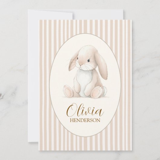 Neutral Baby's First Birthday Bunny Invitation 招待状 (裏面)