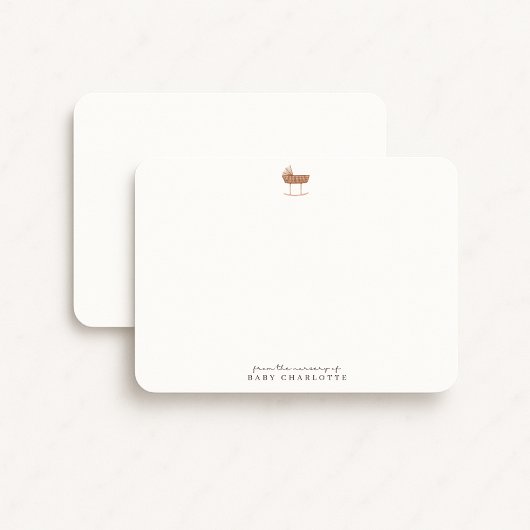 Neutral Bassinet Nursery Note Card 招待状