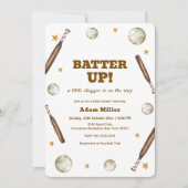 Neutral Batter Up Baseball Sport Baby Shower 招待状 (正面)