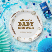 Neutral Batter Up Baseball Sport Boy Baby Shower  ペーパープレート (パーティー)