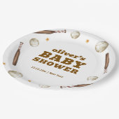 Neutral Batter Up Baseball Sport Boy Baby Shower  ペーパープレート (アングル)