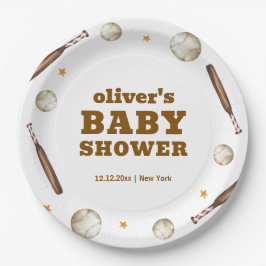 Neutral Batter Up Baseball Sport Boy Baby Shower  ペーパープレート
