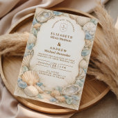 Neutral Beach Wreath Wedding 招待状