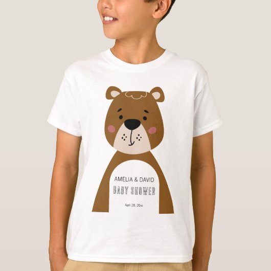 Neutral Bear Baby Shower Keepsake Outfit Tシャツ (正面)