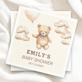 Neutral Bearly Can Wait Baby Shower  スタンダードカクテルナプキン