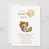 Neutral Bearly Wait All Star Balloon Baby Shower 招待状 (正面)