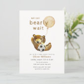 Neutral Bearly Wait All Star Balloon Baby Shower 招待状 (スタンド正面)