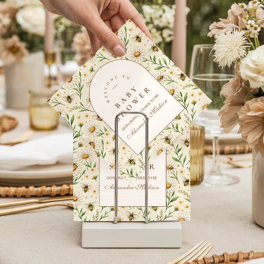 Neutral Bee Baby Shower スタンダードカクテルナプキン