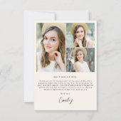 Neutral Beige大学院シンプル写真卒業 サンキューカード (裏面)