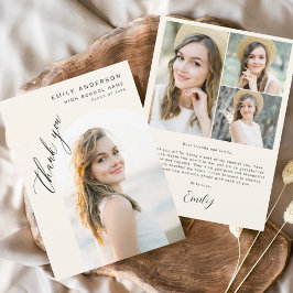 Neutral Beige大学院シンプル写真卒業 サンキューカード