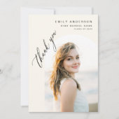 Neutral Beige大学院シンプル写真卒業 サンキューカード (正面)