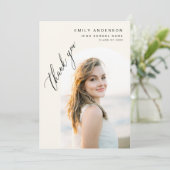 Neutral Beige大学院シンプル写真卒業 サンキューカード (スタンド正面)