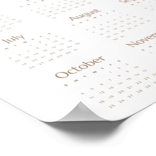 Neutral Beige 2026 Calendar Minimalist One-Page ポスター (角)