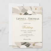 Neutral Beige Abstract Modern Editorial Wedding 招待状 (正面)