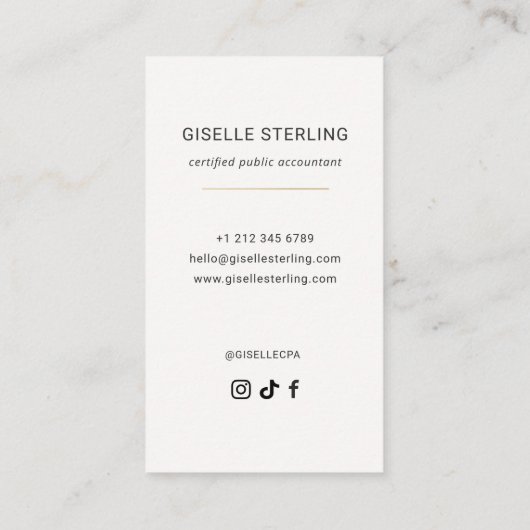 Neutral Beige Accountant CPA Minimal Modern 名刺 (裏面)