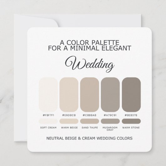 Neutral Beige and Cream Wedding Color Palette Card 招待状 (正面)