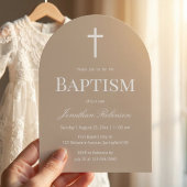 Neutral Beige Arch Baptism  招待状