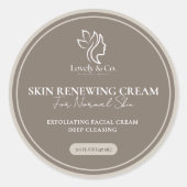 Neutral Beige Beauty Salon Cosmetic Jar Label ラウンドシール (正面)