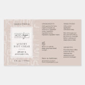 Neutral Beige Bohemian Logo 4OZ Cosmetic Bottle 長方形シール (正面)