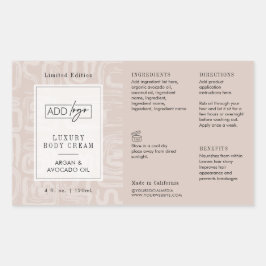 Neutral Beige Bohemian Logo 4OZ Cosmetic Bottle 長方形シール