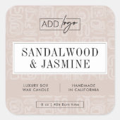 Neutral Beige Boho Aesthetic Candle Product Label スクエアシール (正面)