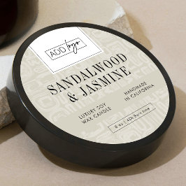 Neutral Beige Boho Logo Candle Jar Lid ラウンドシール